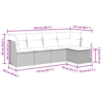Thumbnail for 5-tlg. Garten-Sofagarnitur mit Kissen Schwarz Poly Rattan