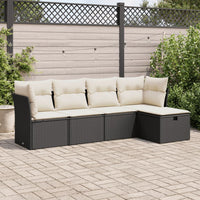 Thumbnail for 5-tlg. Garten-Sofagarnitur mit Kissen Schwarz Poly Rattan