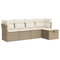 Thumbnail for 5-tlg. Garten-Sofagarnitur mit Kissen Beige Poly Rattan