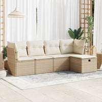Thumbnail for 5-tlg. Garten-Sofagarnitur mit Kissen Beige Poly Rattan