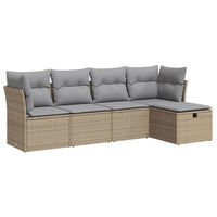 Thumbnail for 5-tlg. Garten-Sofagarnitur mit Kissen Beige Poly Rattan
