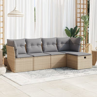 Thumbnail for 5-tlg. Garten-Sofagarnitur mit Kissen Beige Poly Rattan