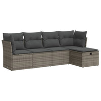 Thumbnail for 5-tlg. Garten-Sofagarnitur mit Kissen Grau Poly Rattan
