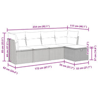 Thumbnail for 5-tlg. Garten-Sofagarnitur mit Kissen Grau Poly Rattan