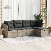 Thumbnail for 5-tlg. Garten-Sofagarnitur mit Kissen Grau Poly Rattan