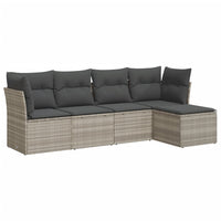 Thumbnail for 5-tlg. Garten-Sofagarnitur mit Kissen Hellgrau Poly Rattan
