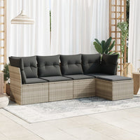 Thumbnail for 5-tlg. Garten-Sofagarnitur mit Kissen Hellgrau Poly Rattan