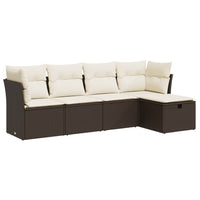 Thumbnail for 5-tlg. Garten-Sofagarnitur mit Kissen Braun Poly Rattan