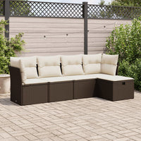 Thumbnail for 5-tlg. Garten-Sofagarnitur mit Kissen Braun Poly Rattan