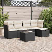 Thumbnail for 6-tlg. Garten-Sofagarnitur mit Kissen Schwarz Poly Rattan