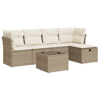 Thumbnail for 6-tlg. Garten-Sofagarnitur mit Kissen Beige Poly Rattan