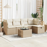 Thumbnail for 6-tlg. Garten-Sofagarnitur mit Kissen Beige Poly Rattan