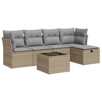 Thumbnail for 6-tlg. Garten-Sofagarnitur mit Kissen Beige Poly Rattan