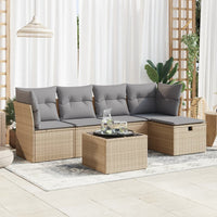 Thumbnail for 6-tlg. Garten-Sofagarnitur mit Kissen Beige Poly Rattan