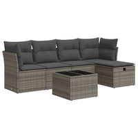 Thumbnail for 6-tlg. Garten-Sofagarnitur mit Kissen Grau Poly Rattan