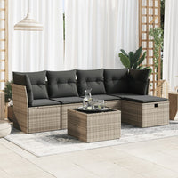 Thumbnail for 6-tlg. Garten-Sofagarnitur mit Kissen Grau Poly Rattan