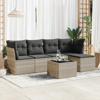 Thumbnail for 6-tlg. Garten-Sofagarnitur mit Kissen Hellgrau Poly Rattan