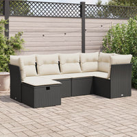 Thumbnail for 6-tlg. Garten-Sofagarnitur mit Kissen Schwarz Poly Rattan
