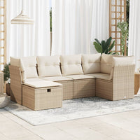 Thumbnail for 6-tlg. Garten-Sofagarnitur mit Kissen Beige Poly Rattan