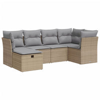 Thumbnail for 6-tlg. Garten-Sofagarnitur mit Kissen Beige Poly Rattan