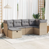 Thumbnail for 6-tlg. Garten-Sofagarnitur mit Kissen Beige Poly Rattan