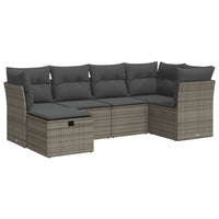 Thumbnail for 6-tlg. Garten-Sofagarnitur mit Kissen Grau Poly Rattan