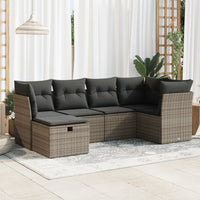 Thumbnail for 6-tlg. Garten-Sofagarnitur mit Kissen Grau Poly Rattan