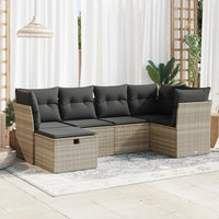 Thumbnail for 6-tlg. Garten-Sofagarnitur mit Kissen Hellgrau Poly Rattan