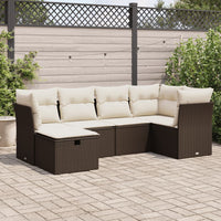Thumbnail for 6-tlg. Garten-Sofagarnitur mit Kissen Braun Poly Rattan