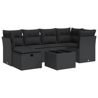 Thumbnail for 7-tlg. Garten-Sofagarnitur mit Kissen Schwarz Poly Rattan