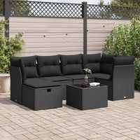 Thumbnail for 7-tlg. Garten-Sofagarnitur mit Kissen Schwarz Poly Rattan