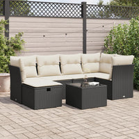 Thumbnail for 7-tlg. Garten-Sofagarnitur mit Kissen Schwarz Poly Rattan