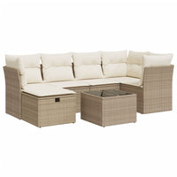 Thumbnail for 7-tlg. Garten-Sofagarnitur mit Kissen Beige Poly Rattan