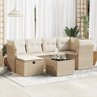 Thumbnail for 7-tlg. Garten-Sofagarnitur mit Kissen Beige Poly Rattan