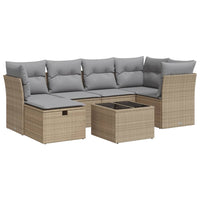 Thumbnail for 7-tlg. Garten-Sofagarnitur mit Kissen Beige Poly Rattan