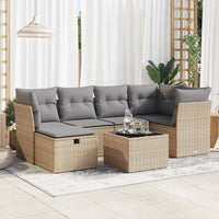 Thumbnail for 7-tlg. Garten-Sofagarnitur mit Kissen Beige Poly Rattan