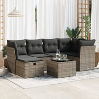 Thumbnail for 7-tlg. Garten-Sofagarnitur mit Kissen Grau Poly Rattan