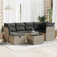 Thumbnail for 7-tlg. Garten-Sofagarnitur mit Kissen Hellgrau Poly Rattan