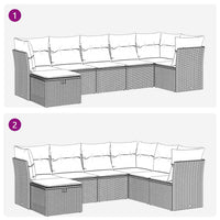 Thumbnail for 7-tlg. Garten-Sofagarnitur mit Kissen Schwarz Poly Rattan