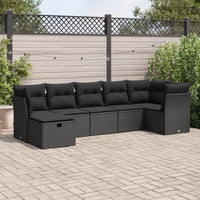Thumbnail for 7-tlg. Garten-Sofagarnitur mit Kissen Schwarz Poly Rattan
