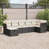 Thumbnail for 7-tlg. Garten-Sofagarnitur mit Kissen Schwarz Poly Rattan