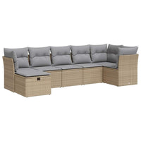 Thumbnail for 7-tlg. Garten-Sofagarnitur mit Kissen Beige Poly Rattan