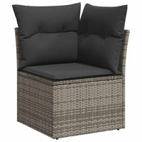 Thumbnail for 7-tlg. Garten-Sofagarnitur mit Kissen Grau Poly Rattan