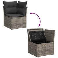 Thumbnail for 7-tlg. Garten-Sofagarnitur mit Kissen Grau Poly Rattan
