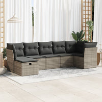 Thumbnail for 7-tlg. Garten-Sofagarnitur mit Kissen Grau Poly Rattan
