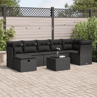 Thumbnail for 8-tlg. Garten-Sofagarnitur mit Kissen Schwarz Poly Rattan
