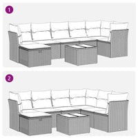 Thumbnail for 8-tlg. Garten-Sofagarnitur mit Kissen Schwarz Poly Rattan