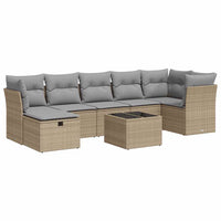 Thumbnail for 8-tlg. Garten-Sofagarnitur mit Kissen Beige Poly Rattan