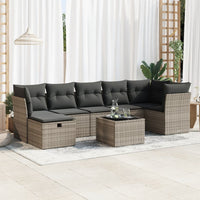 Thumbnail for 8-tlg. Garten-Sofagarnitur mit Kissen Grau Poly Rattan
