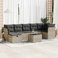 Thumbnail for 8-tlg. Garten-Sofagarnitur mit Kissen Hellgrau Poly Rattan